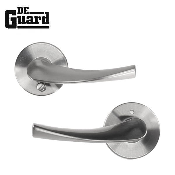 Deguard Contemporary Privacy Lever - Grade 3 - Round Rose - Satin Nickel DCL07-PR-SN